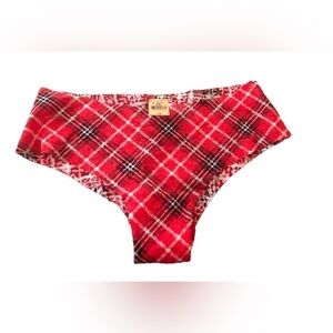 Pink Victoria’s Secret Cheekster Tanga Tartan Panty Red Plaid Sz. L NWT